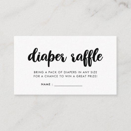 Modern baby shower luier loterijinzet informatiekaartje (Voorkant)