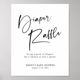 Modern Baby shower Luier Raffle Sign Poster
