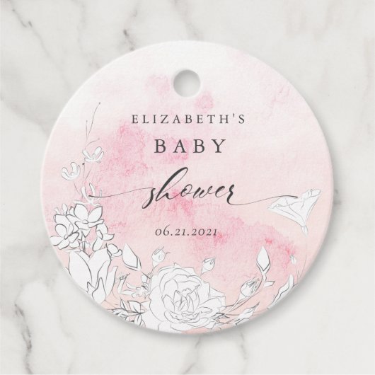 modern baby shower met blote blozen bedankjes labels (Voorkant)