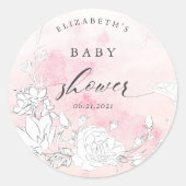 modern baby shower met blote blozen ronde sticker (Voorkant)
