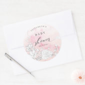 modern baby shower met blote blozen ronde sticker (Envelop)