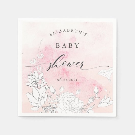 modern baby shower met blote blozen servet (Voorkant)
