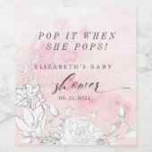 modern baby shower met blote blozen wijn etiket (Enkel label)