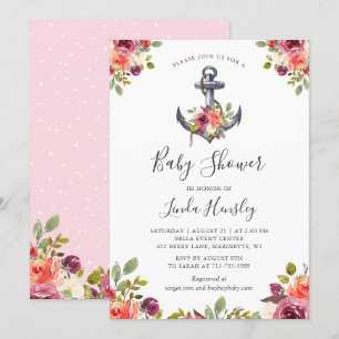 Modern Baby shower met neushoorn voor Floral Girl Kaart
