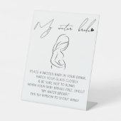 Modern baby shower mijn waterspatbord reclamebord met voetstuk (Voorkant)