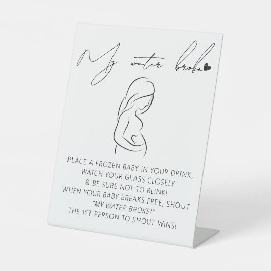 Modern baby shower mijn waterspatbord reclamebord met voetstuk (Voorkant)