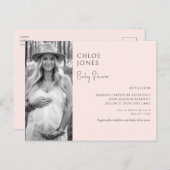 Modern Baby shower Mom Foto Blush Uitnodiging (Voorkant / Achterkant)