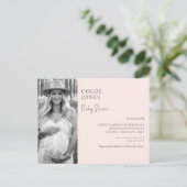 Modern Baby shower Mom Foto Blush Uitnodiging (Staand voorkant)