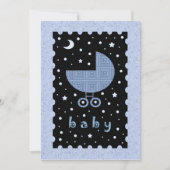 Modern Baby shower Nodig Blauw en Zwart Celestial Kaart (Voorkant)