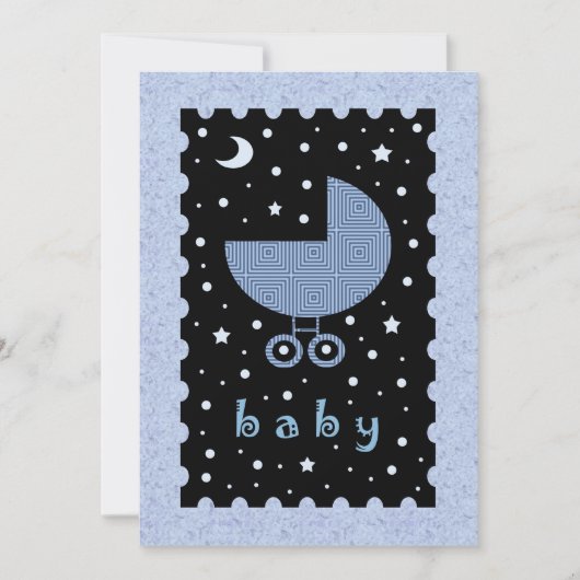 Modern Baby shower Nodig Blauw en Zwart Celestial Kaart (Voorkant)