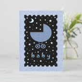 Modern Baby shower Nodig Blauw en Zwart Celestial Kaart (Staand voorkant)