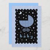 Modern Baby shower Nodig Blauw en Zwart Celestial Kaart (Voorkant / Achterkant)