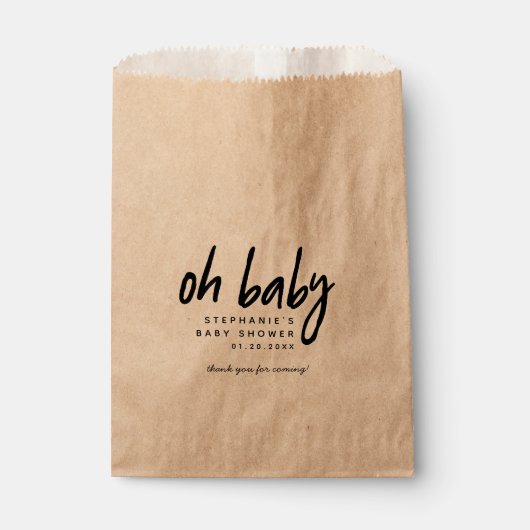 Modern Baby shower | Oh Baby Bedankzakje (Voorkant)
