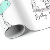 Modern BABY SHOWER Olifant MINT & Grey Gift Cadeaupapier (Rol Hoek)