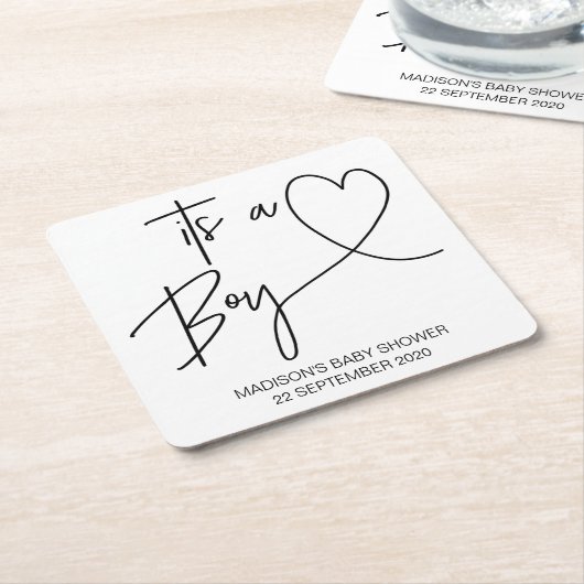 Modern Baby shower Onderzetters Het is een jongen (Schuin)