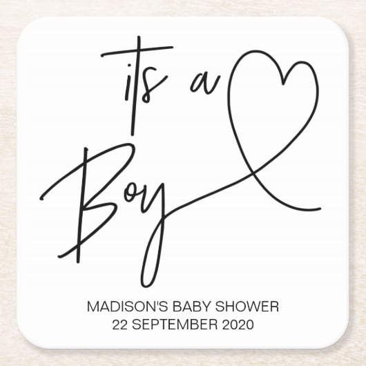 Modern Baby shower Onderzetters Het is een jongen (Voorkant)