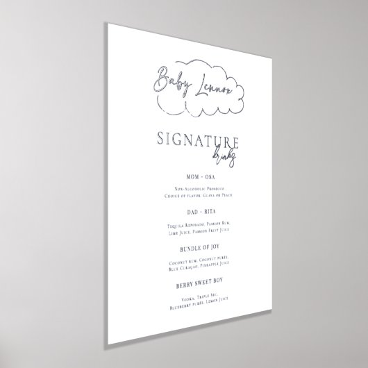 Modern Baby shower | Poster voor Drink van handtek (Laagn)