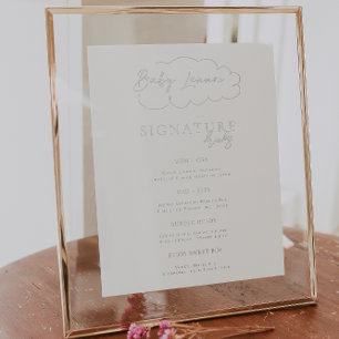 Modern Baby shower Poster voor Drink van handtek