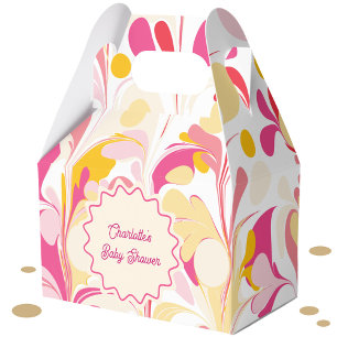 Modern Baby shower Retro Abstract Roze Wavy Bedankdoosjes