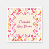 Modern Baby shower Retro Abstract Roze Wavy Servet (Voorkant)