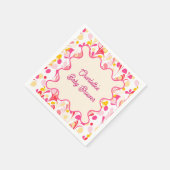 Modern Baby shower Retro Abstract Roze Wavy Servet (Hoek)