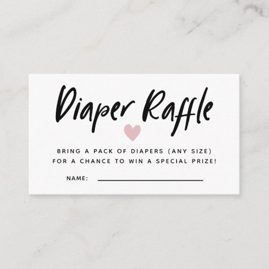 Modern Baby shower Roze | Diaper Raffle Ticket Informatiekaartje (Voorkant)