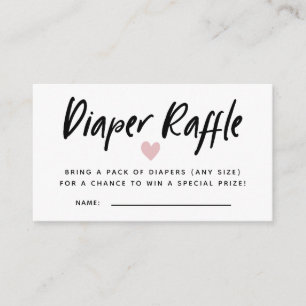Modern Baby shower Roze   Diaper Raffle Ticket Informatiekaartje