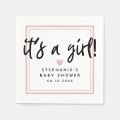 Modern Baby shower Roze Het is een meisje Servet (Voorkant)