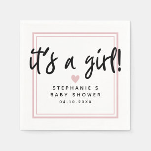 Modern Baby shower Roze Het is een meisje Servet