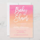 Modern baby shower roze koraal waterverf ombre kaart (Voorkant)