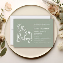 Modern Baby shower Sage Green Custom Oh Baby