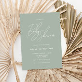 Modern Baby shower Sage Green Minimalist Script Kaart