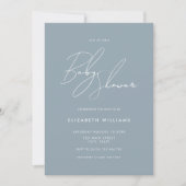 Modern Baby shower Stusty Blue Minimalist Script Kaart (Voorkant)