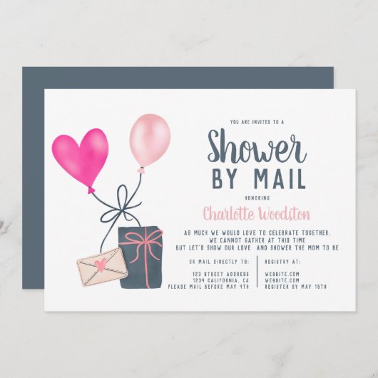 modern baby shower ter illustratie van ballonnen p kaart (Voorkant / Achterkant)