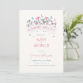 Modern Baby shower Theme Wildflowers Meisjes Kaart (Staand voorkant)