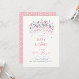 Modern Baby shower Theme Wildflowers Meisjes Kaart