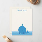 Modern Baby shower voor de walvis - Hartelijk dank Notitiekaartje (Voorkant / Achterkant in situ)