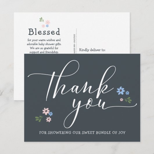 Modern Baby shower voor kalligrafie Briefkaart (Voorkant / Achterkant)