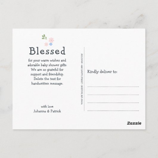 Modern Baby shower voor kalligrafie Briefkaart (Achterkant)