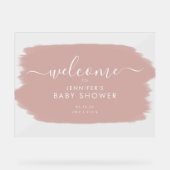 Modern Baby shower Welkom Paint White Blush Acryl Bord (Voorkant)