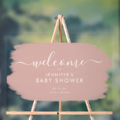 Modern Baby shower Welkom Paint White Blush Acryl Bord (Neutraal)