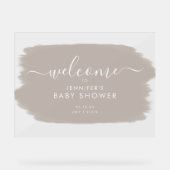 Modern Baby shower Welkom Paint Wit Beige Acryl Bord (Voorkant)