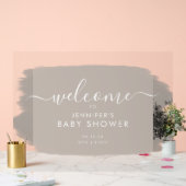Modern Baby shower Welkom Paint Wit Beige Acryl Bord (Huwelijk)