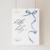 Modern baby shower welkomstbord met blauwe boog poster