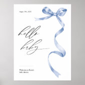 Modern baby shower welkomstbord met blauwe boog poster (Voorkant)
