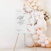 Modern baby shower welkomstbord met roze strik poster