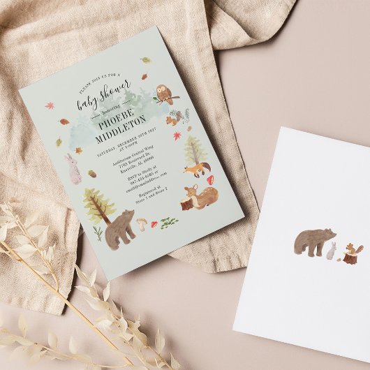 Modern Baby shower Woodland Animals Invitation