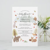 Modern Baby shower Woodland Animals Invitation Briefpapier (Staand voorkant)