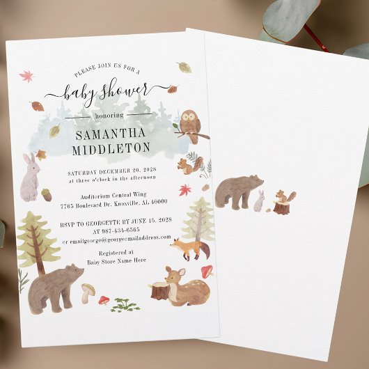 Modern Baby shower Woodland Animals Invitation Briefpapier