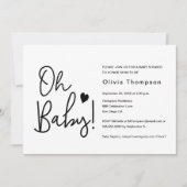 Modern Baby shower zwart en wit Custom Oh Baby Kaart (Voorkant)
